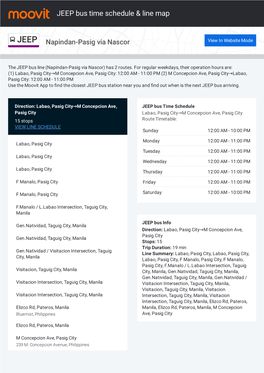 JEEP Bus Time Schedule & Line Route