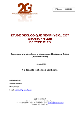 Etude Geologique Geophysique Et Geotechnique De Type G1es