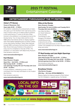 2015 TT FESTIVAL Entertainment Calendar