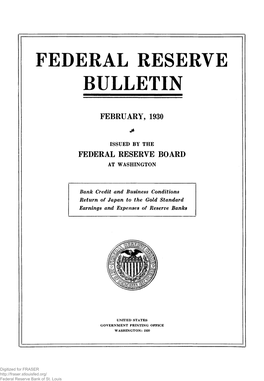 Federal Reserve Bulletin February 1930