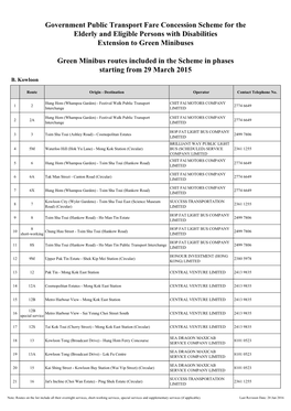 Route List of the Scheme (With Operators Info and Hotline) (EN