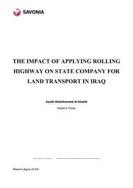 The Impact of Applying Rolling Highway on State Company for Land Transport in Iraq