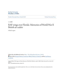 RAF Wings Over Florida: Memories of World War II British Air Cadets Willard Largent