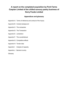 Appendices and Glossary
