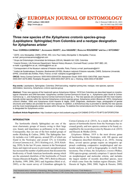 Three New Species of the Xylophanes Crotonis Species-Group (Lepidoptera: Sphingidae) from Colombia and a Neotype Designation for Xylophanes Aristor