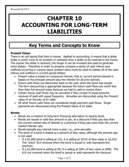 Chapter 10 Accounting for Long-Term Liabilities