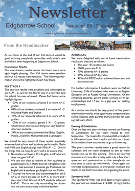 Newsletter Edgbarrow School Issue No