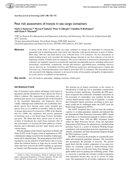 Pest Risk Assessment of Insects in Sea Cargo Containers