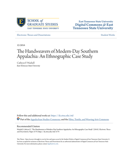 The Handweavers of Modern-Day Southern Appalachia: an Ethnographic Case Study