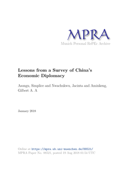 Lessons from a Survey of China's Economic Diplomacy