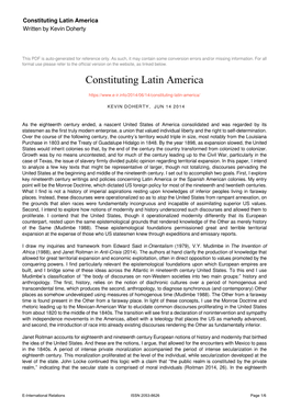 Constituting Latin America Written by Kevin Doherty