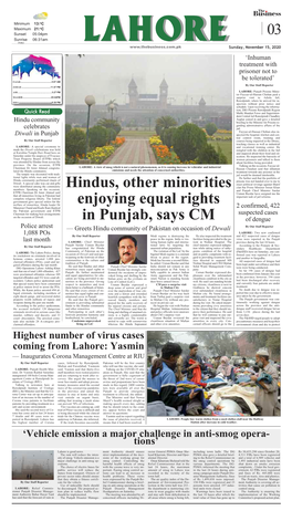 Hindus, Other Minorities Enjoying Equal Rights in Punjab