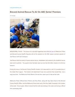 Brevard Animal Rescue to Air on ABC Series' Premiere