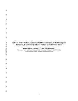 Sulfides, Native Metals, and Associated Trace