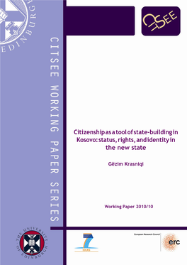 Citizenshipasatoolofstate-Buildingin Kosovo:Status,Rights,Andidentityin