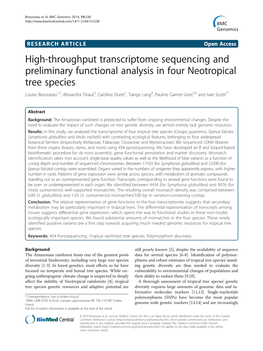 High-Throughput Transcriptome Sequencing and Preliminary Functional Analysis in Four Neotropical Tree Species