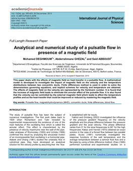 Analytical and Numerical Study of a Pulsatile Flow in Presence of a Magnetic Field
