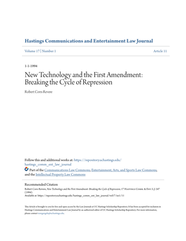 New Technology and the First Amendment: Breaking the Cycle of Repression Robert Corn-Revere
