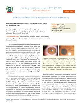 Incidental Corneal Pigmentation Following Cosmetic Permanent Eyelid Tattooing