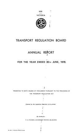 TRANSPORT REGULATION BOARD ANNUAL Refdort