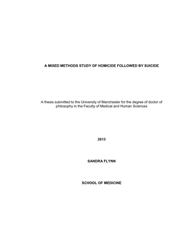 A Mixed Methods Study of Homicide Followed by Suicide