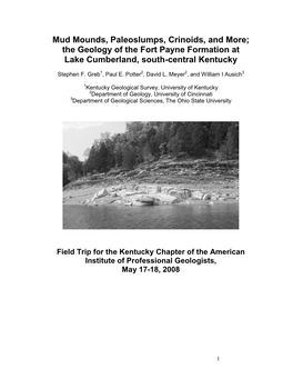 The Geology of the Fort Payne Formation at Lake Cumberland, South-Central Kentucky