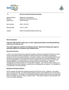 Simcoe County Housing Corporation Agenda