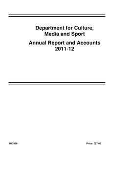 Department for Culture, Media and Sport Annual Report and Accounts