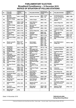 Broadland Situation of Polling Stations