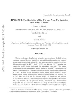 HAZMAT I: the Evolution of Far-UV and Near-UV Emission from Early