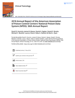 2018 Annual Report of the American Association of Poison Control Centers’ National Poison Data System (NPDS): 36Th Annual Report