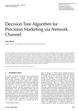 Decision Tree Algorithm for Precision Marketing Via Network Channel