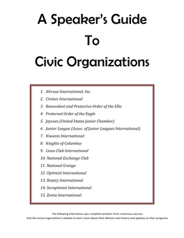 Civic Organization Guide