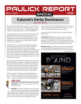 Calumet's Derby Dominance SPECIAL