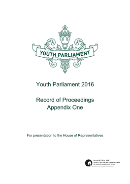 Download the Youth Parliament Hansard Report