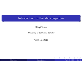 Introduction to the Abc Conjecture