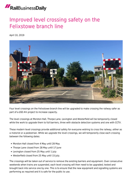 Improved Level Crossing Safety on the Felixstowe Branch Line