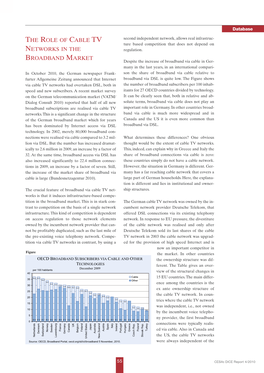 The Role of Cable TV Networks in the Broadband Market