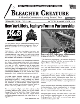 New York Mets, Zephyrs Form a Partnership