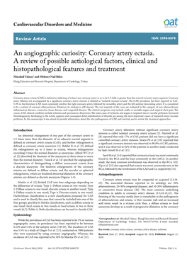 Coronary Artery Ectasia. a Review of Possible Aetiological Factors, Clinical and Histopathological Fe