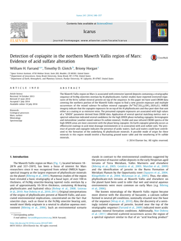 Detection of Copiapite in the Northern Mawrth Vallis Region of Mars: Evidence of Acid Sulfate Alteration ⇑ William H