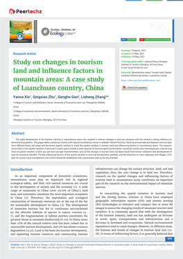 Study on Changes in Tourism Land and Influence Factors in Mountain Areas: a Case Study of Luanchuan Country, China