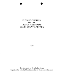 Floristic Survey of the Black Mountains Clark County, Nevada