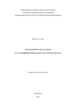 Universidade Federal De Santa Catarina Centro De Comunicação E Expressão Departamento De Línguas E Literaturas Estrangeiras