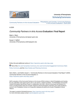 Community Partners in Arts Access Evaluation: Final Report