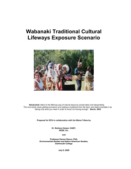 Wabanaki Traditional Cultural Lifeways Exposure Scenario
