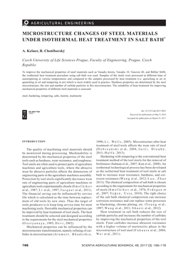 Microstructure Changes of Steel Materials Under Isothermal Heat Treatment in Salt Bath*