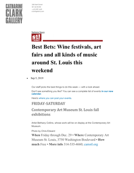 Wine Festivals, Art Fairs and All Kinds of Music Around St. Louis This Weekend