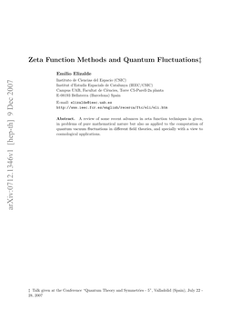 Zeta Function Methods and Quantum Fluctuations