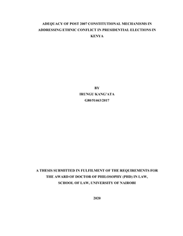 Irungu Adequacy of Post-2007 Constitutional Mechanisms In